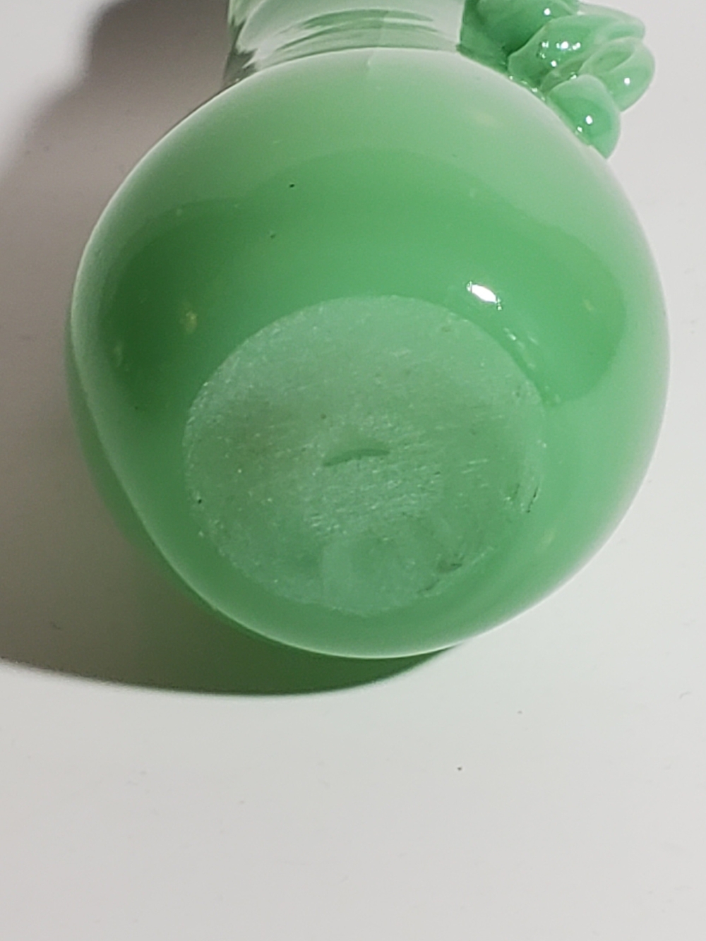 FREE WITH PURCHASE Decorative Jade Art Glass Vase with Sculpted Loop Handles - Picture 5 of 8